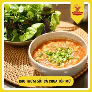 Rau thơm sốt cà chua tóp mỡ